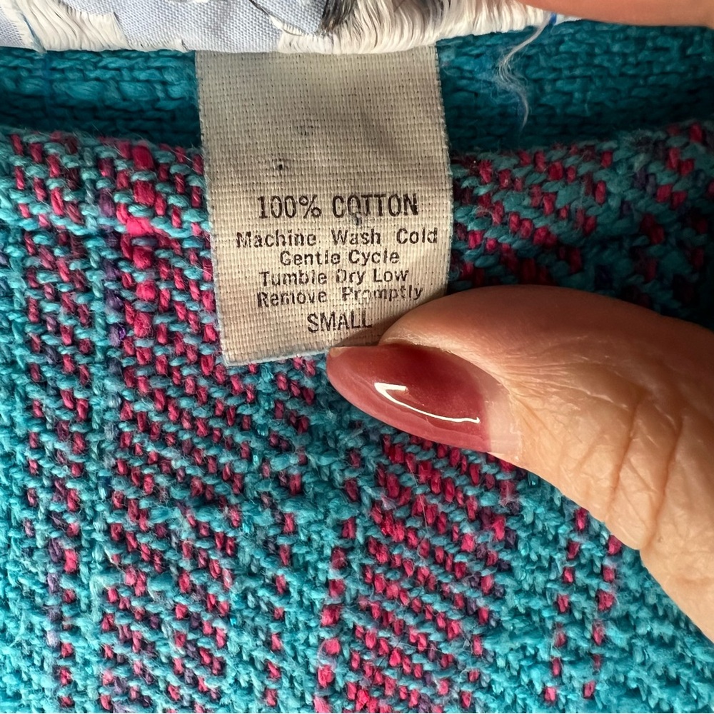 Dream Weaver Handwoven Blue Purple‎ Asymmetrical Aztec Lagenlook Top - Picture 7 of 10